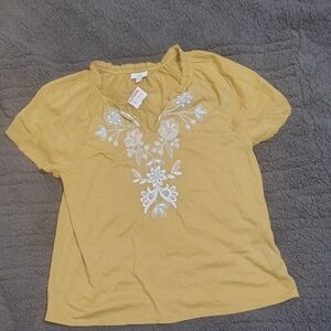 Yellow Embroidered Women's Top